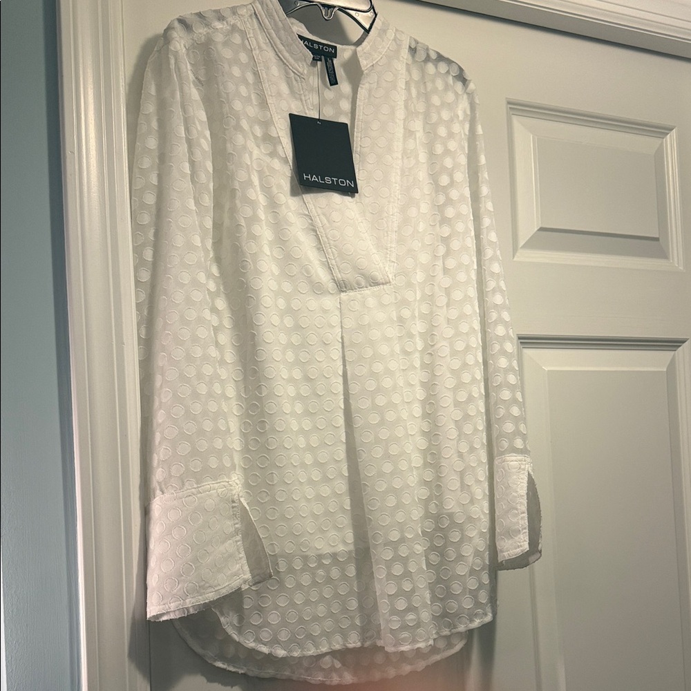 Halston Heritage Textured White Dress Shirt 2 piece NWT